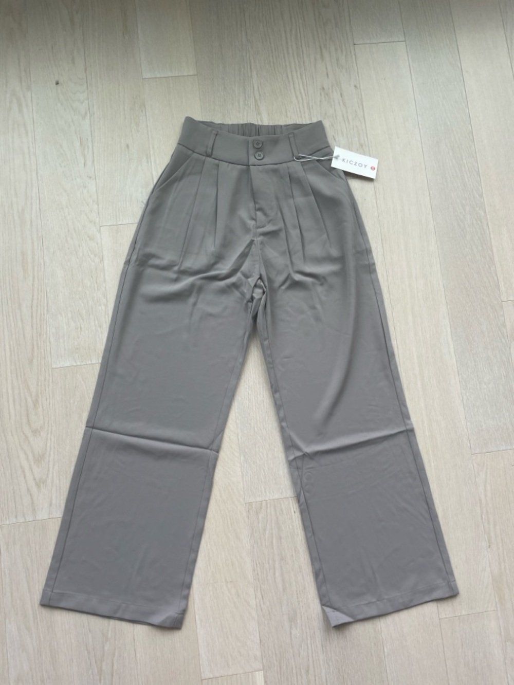 High-Waist Wide Leg Pants XS Light Gray